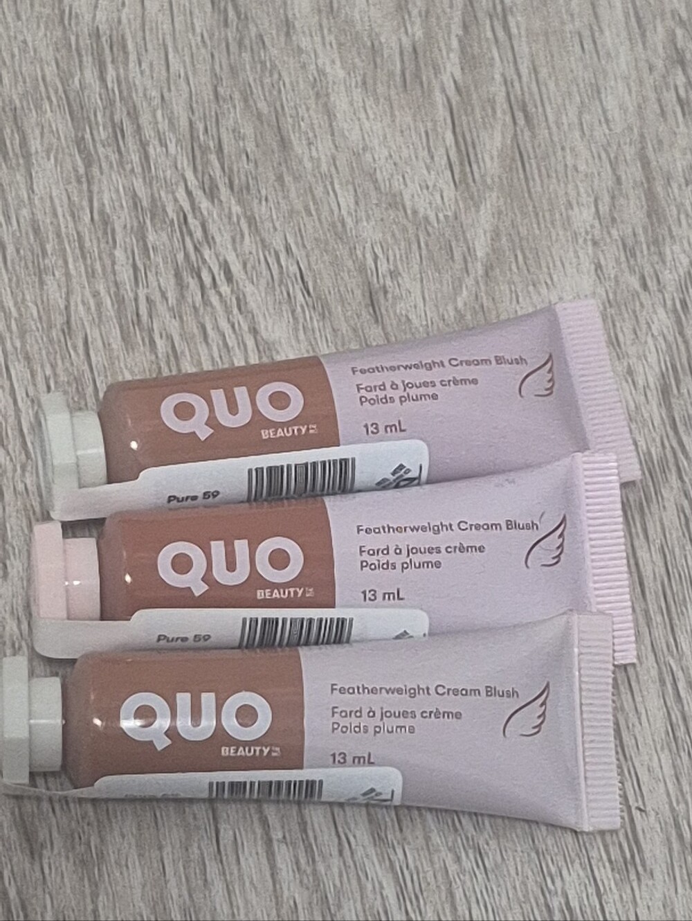 Lot Of 3 New QUO Beauty Featherweight Cream Blush. 13ml. Color Pure 59. Vegan